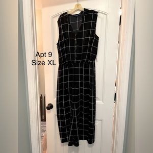 Black and white checked jumpsuit.